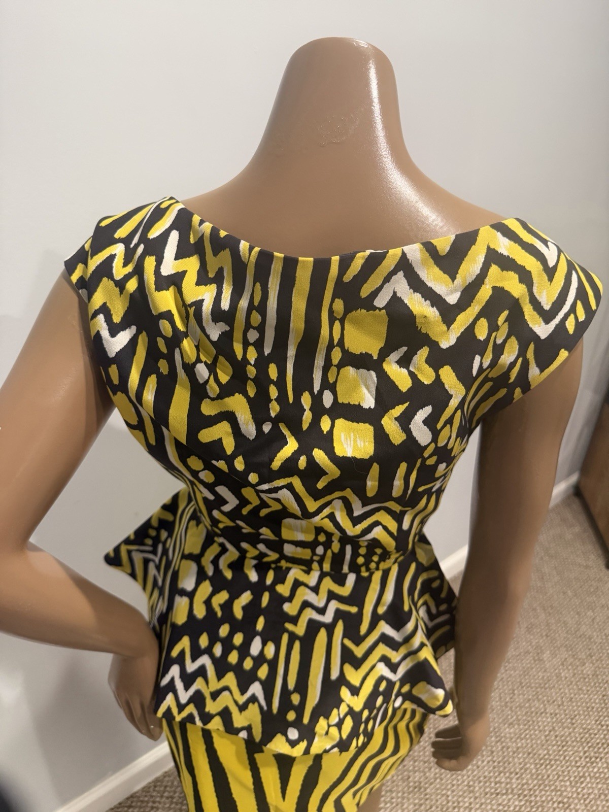Vicky TIEL Vintage Couture 2pc Skirt Suit Yellow/Black Animal Print & Pattern