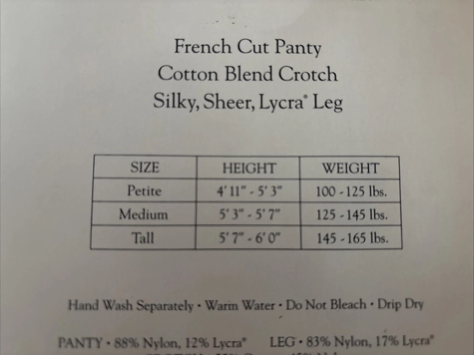 1993 New Berkshire Silky Kicks French Cut Panty LINEN Pantyhose Vintage Tall