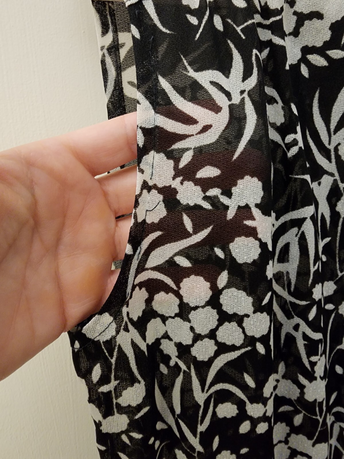VTG Lady Carol Of New York Sheer Sleeveless Floral Black & White Dress Size 12