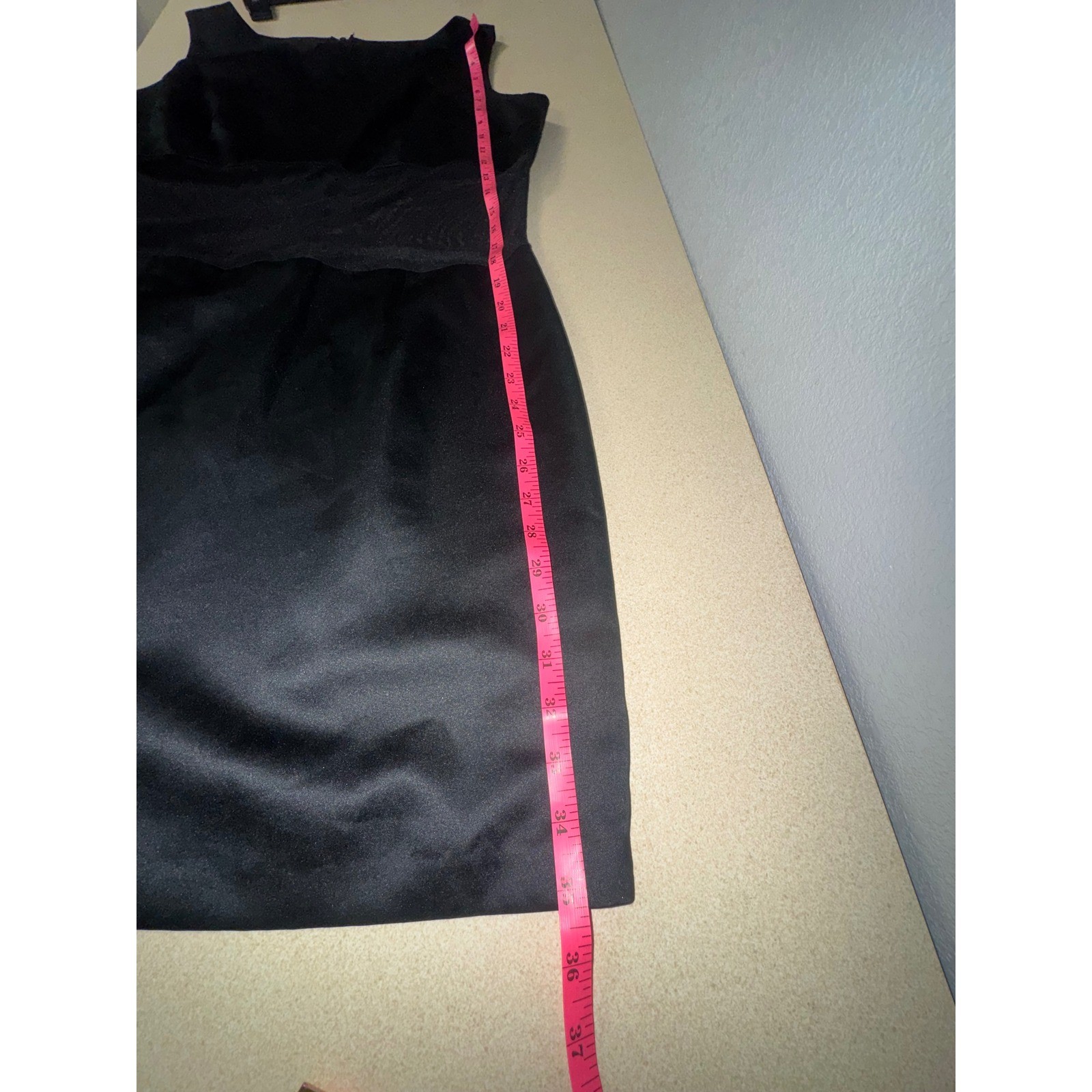 Vintage Jay Jacobs Black Satin Mesh Midriff Mini Dress Sleeveless USA Made 11/12