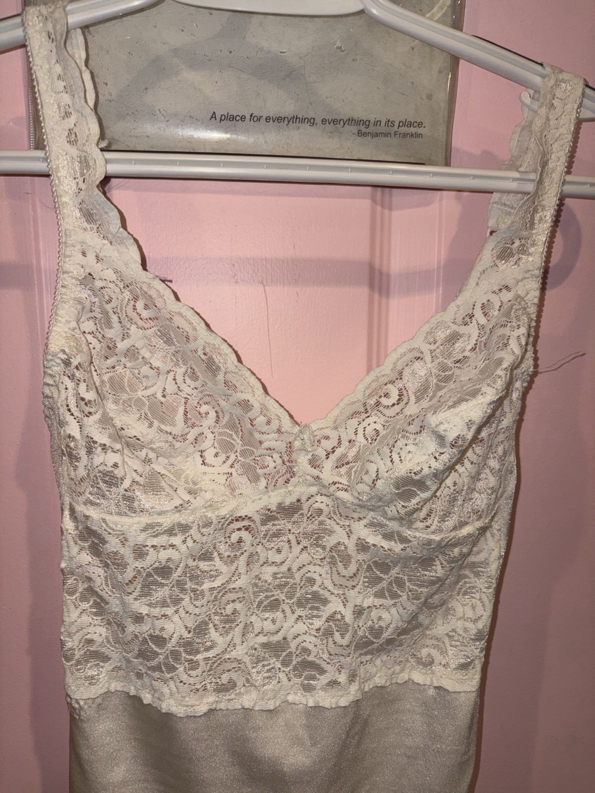 Vintage Pre Loved Flexees Shape Wear Medium White With Lace And Button Bottom