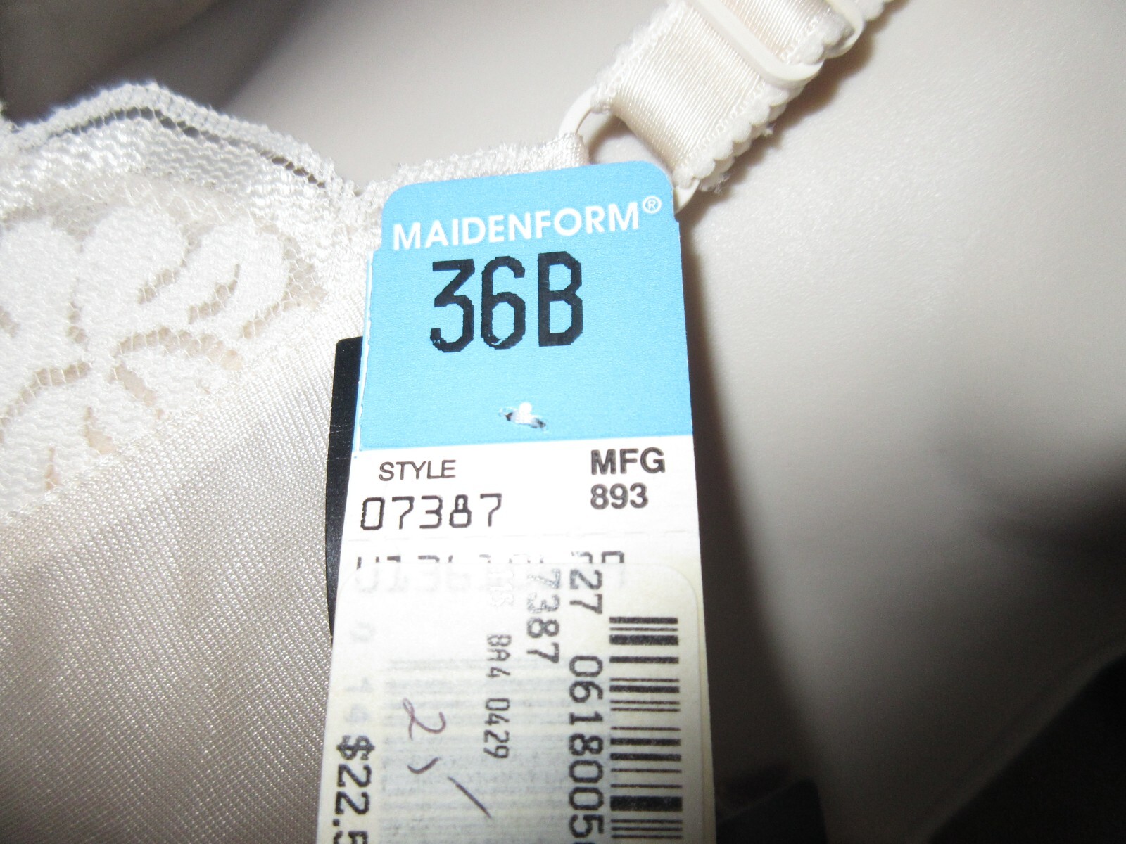 MAIDENFORM style 7387 lined CHANTILLY LACE UW demi – bra sz 36 B NOS disc