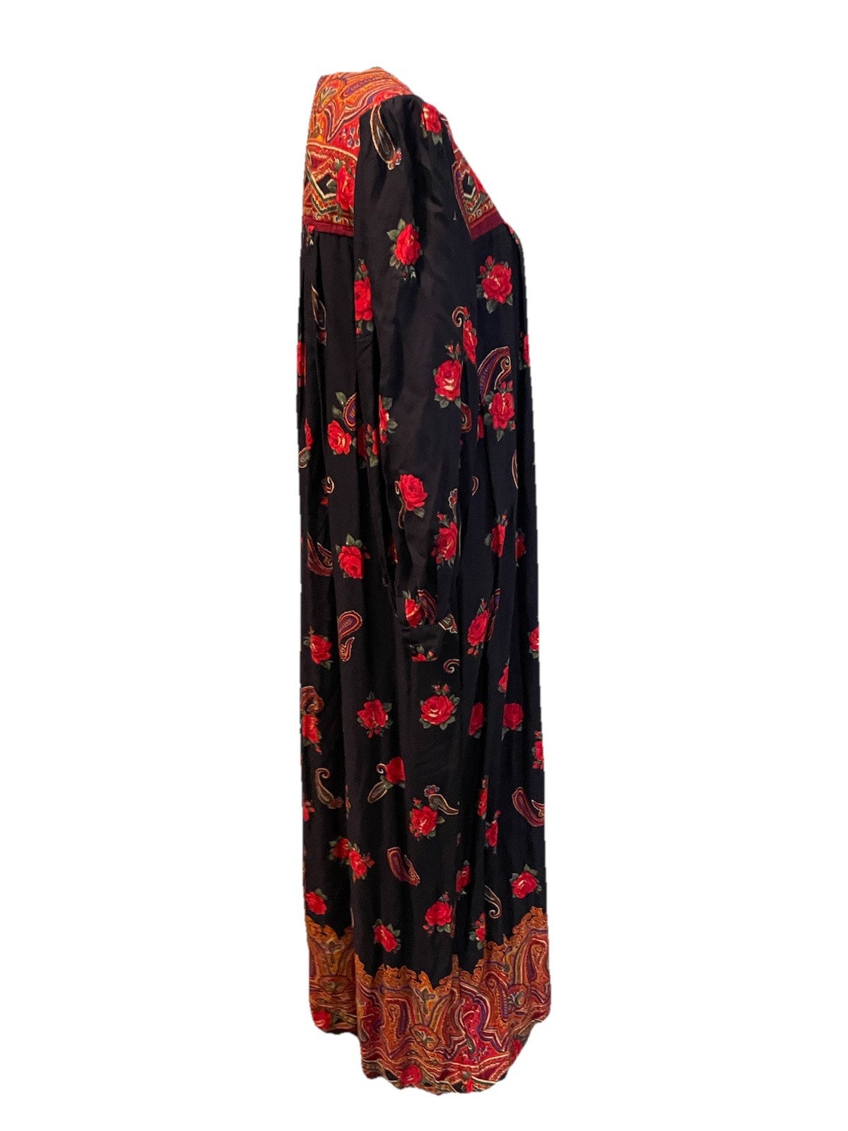 VTG Ruth Norman New York Maxi Caftan Large Paisley Floral Boho Prairie Cottage