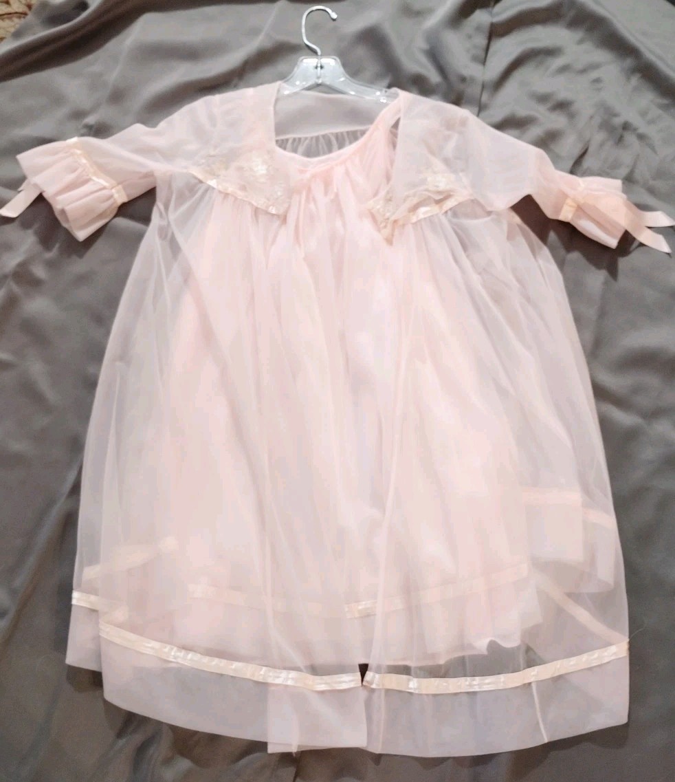 Vintage 60’s Pink Lisette Lingerie Sheer Nightgown and Robe Al Sterling Size…