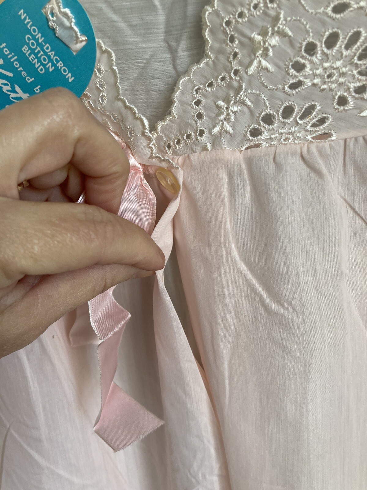 NWT Vtg 1950s KATZ Pink Cotton Nightgown Cottage Prairie Ruffles up to 38” Bust