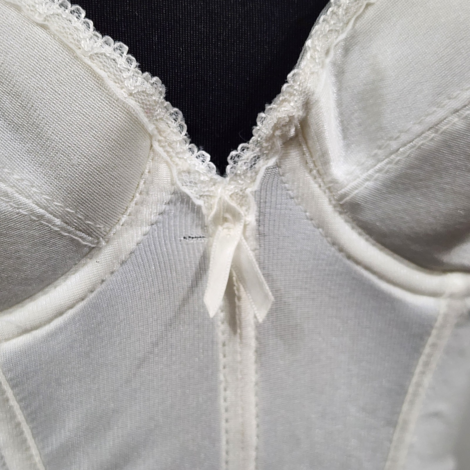 Vtg Backless by Smoothie Strapless Longline Bustier Bra Boned Low Back Ivory 36A
