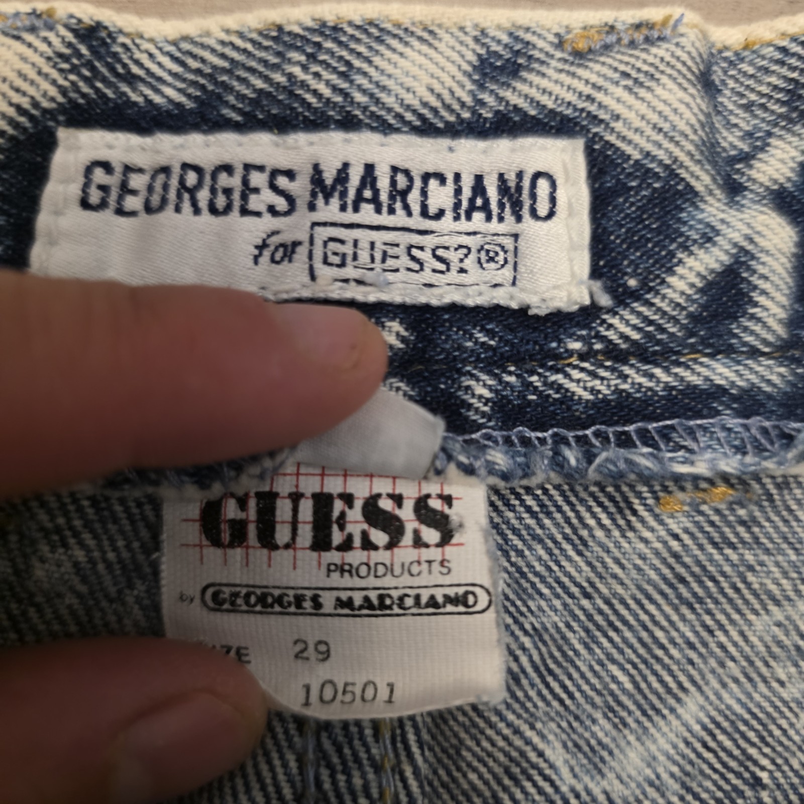 Vintage 80s/90s Georges Marciano for GUESS Acid Wash Denim Skirt Size 29