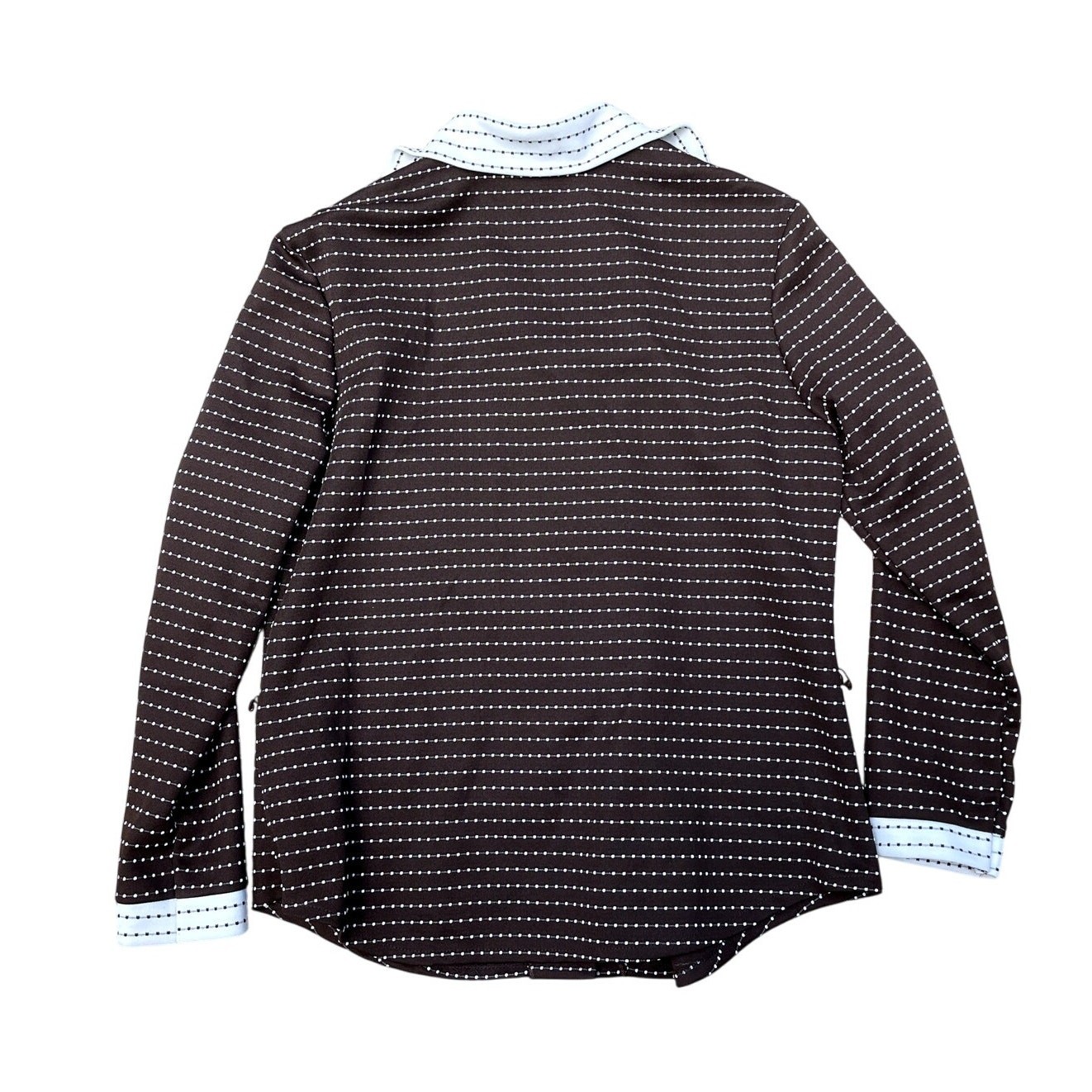 Brown White Polyester Women’s Long Sleeve Top 1960’s
