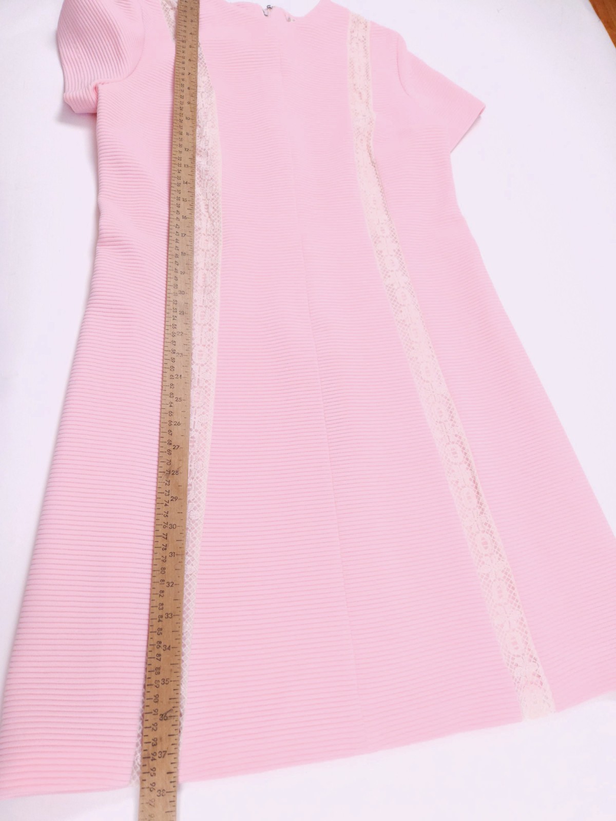 Meg Madison Vintage 60s Pink New York Ribbed Lace Shift Dress Medium