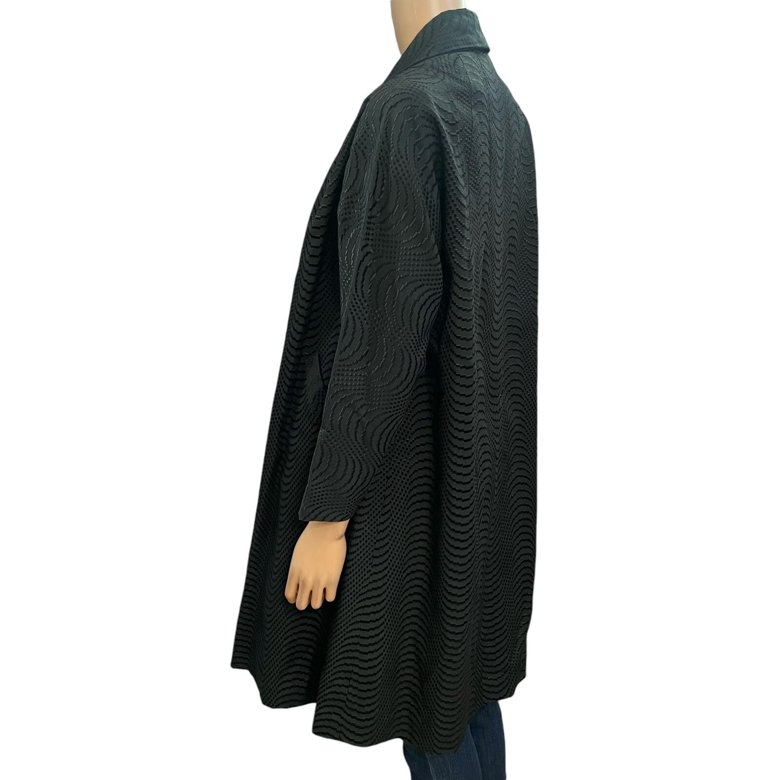 60s Vintage Embroidered Coat M/L Open Mid Length Retro Classic Elegant Topper