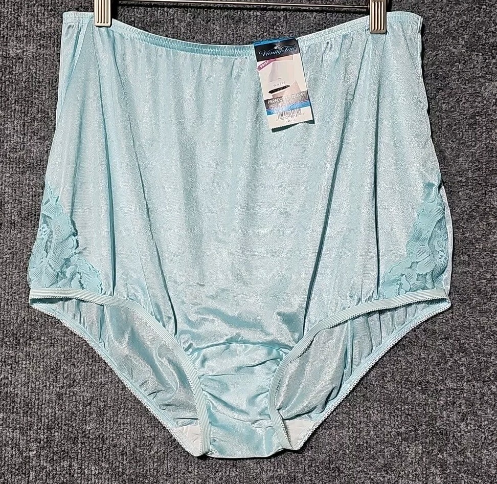 Vanity Fair Sissy Panty LACE Nouveau Slippery Nylon 9/2XL AZURE MIST