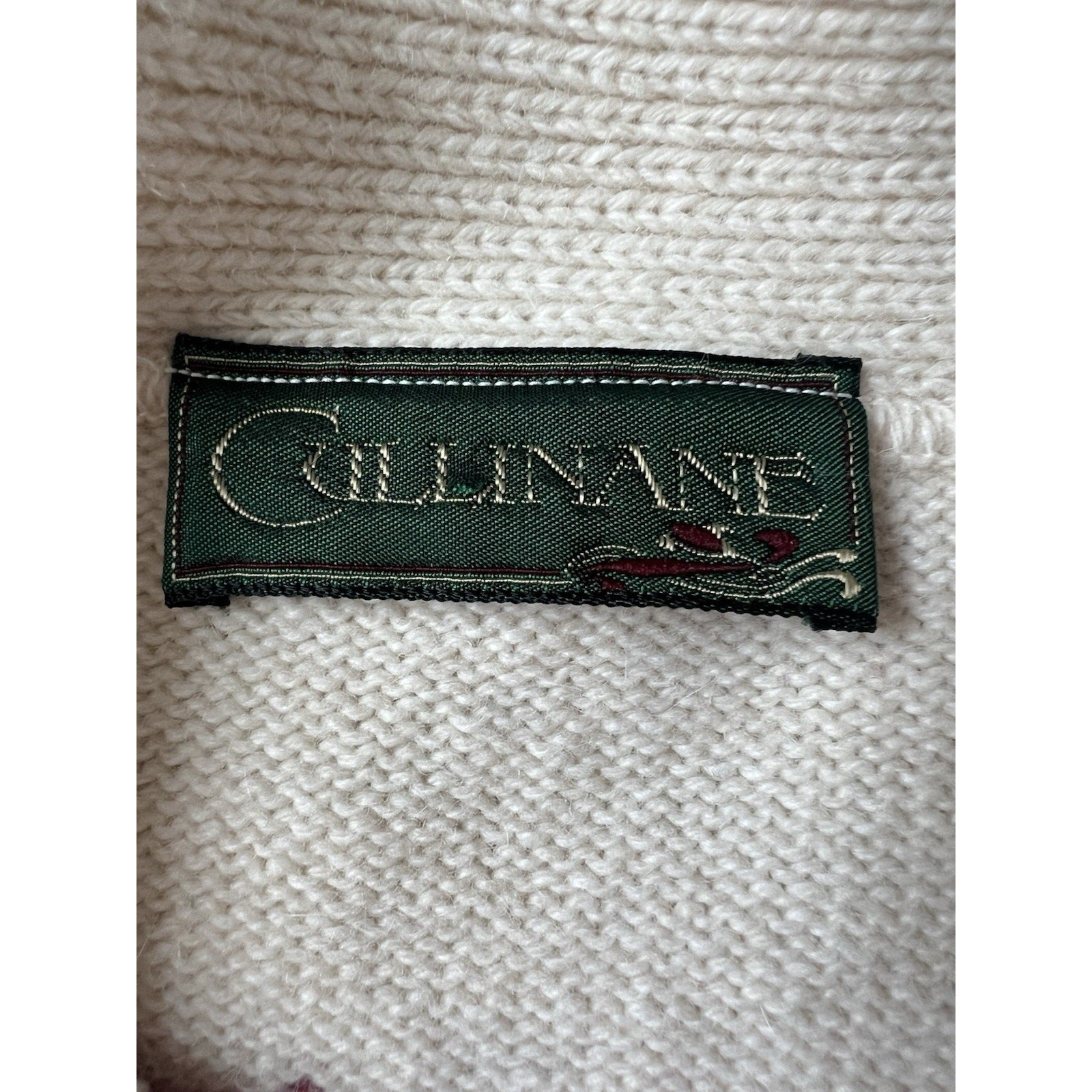 Vintage Cullinane Fair Isle Cardigan Sweater Scarf Cream Red Green Wool Angora