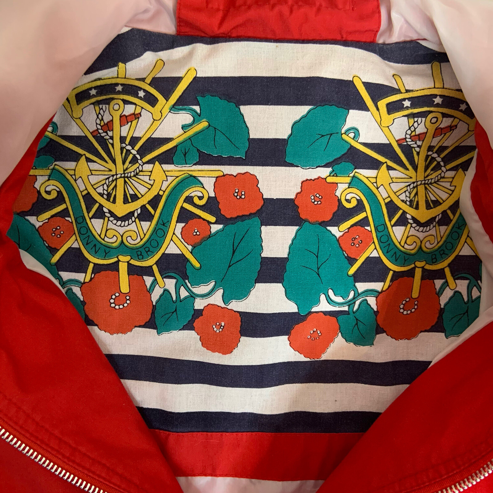 Vintage Donny Brook Nautical Sailor Red Anorak Coat Jacket Women’s Size Large