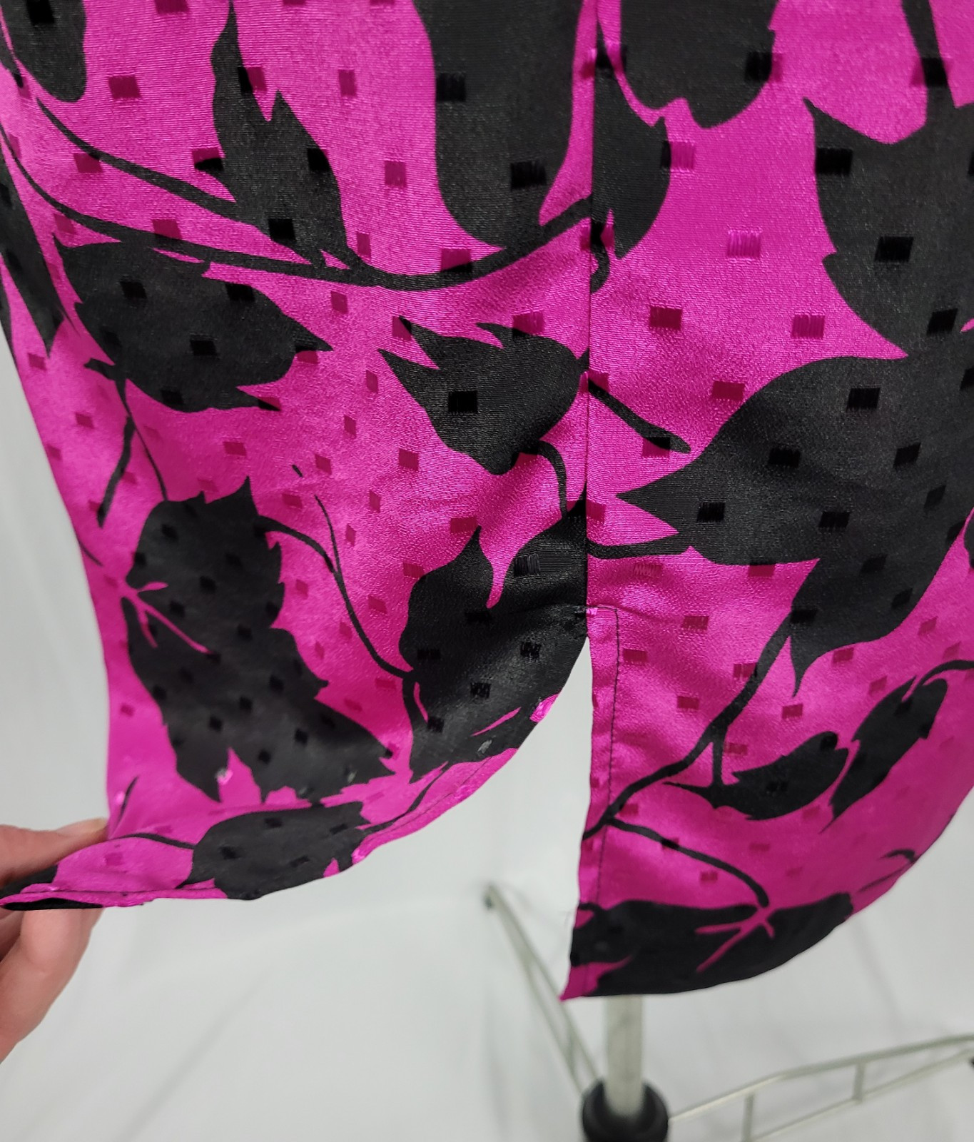 Vintage Jody of CA Pink & Black Faux Wrap Dress w Peplum & Tie Back Size 3/4