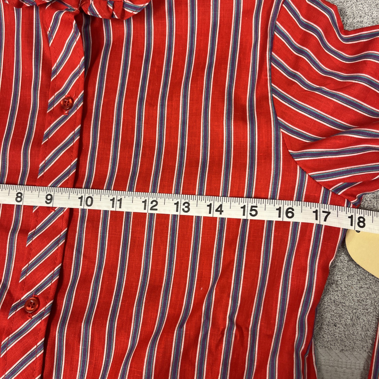 Vintage 1970s Sears JR Bazaar Striped Long Sleeve Button Up Shirt With Ruffles
