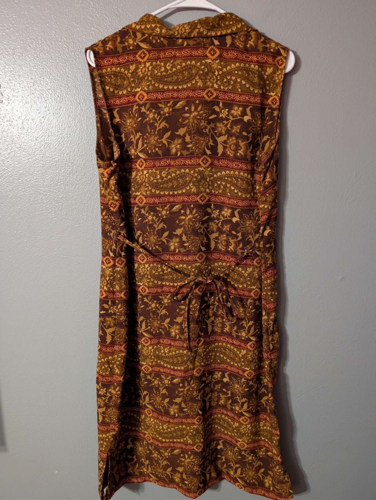 Vintage 90s R&K Originals Paisley Floral Dress 12 Brown Gold Whimsigoth Shift