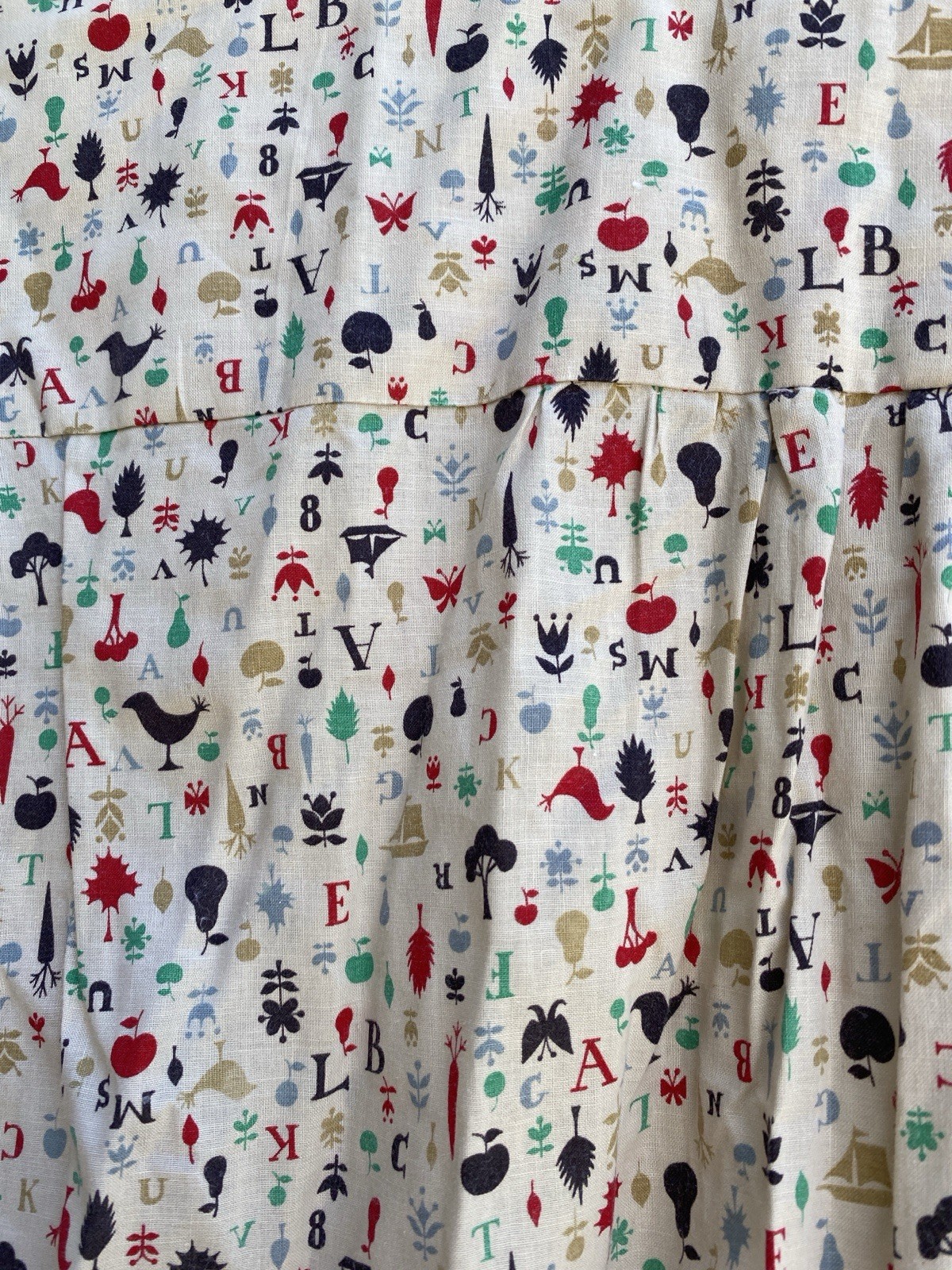 Vintage 60s Handmade M Smock Dress Alphabet Print