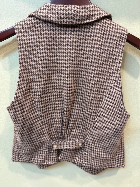 Vintage Ella Moss Mocha Brown Houndstooth Vest Shawl Collar 90’s Sz Medium