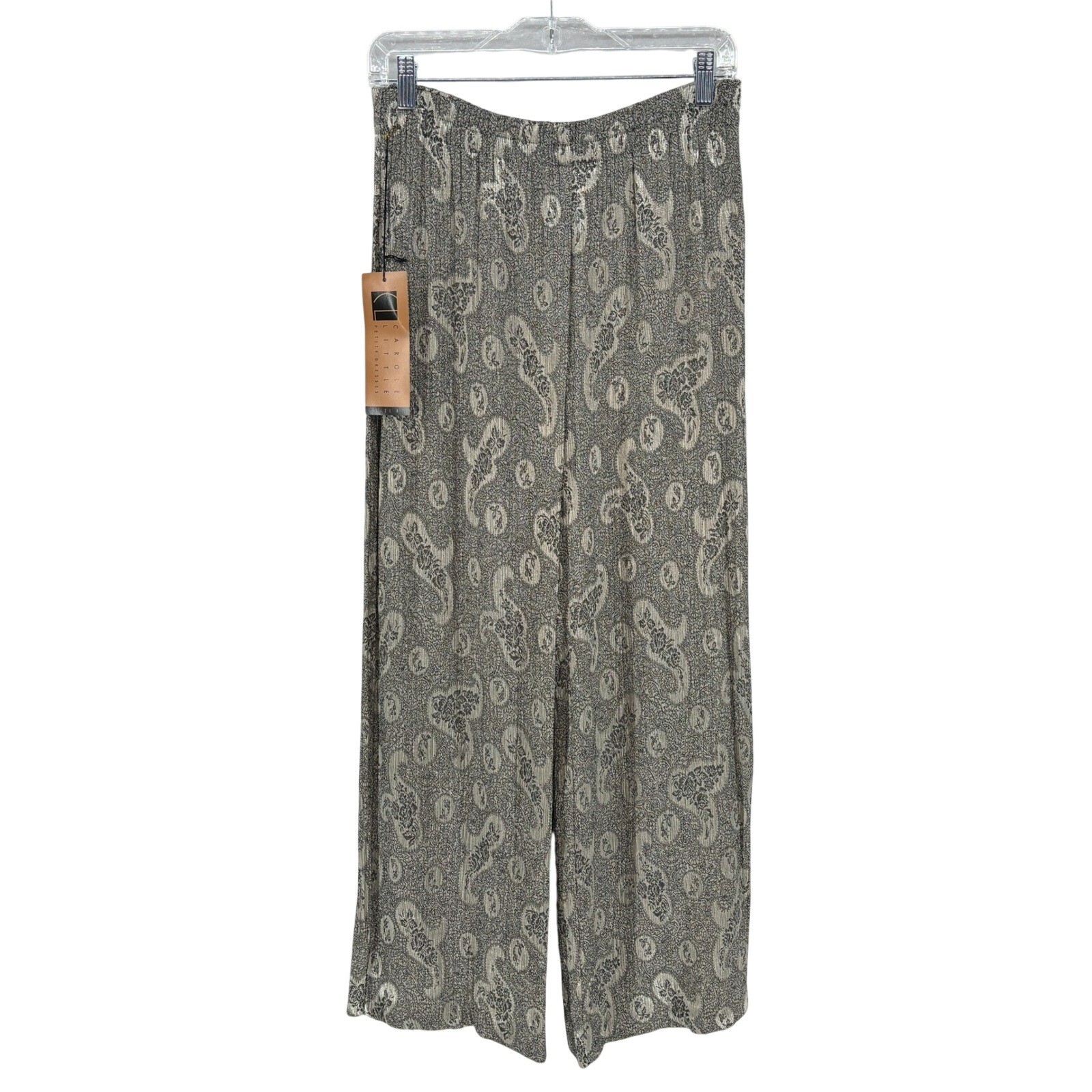 Vintage 90s Carole Little Pant Set Womens 8 Grey Jacquard Floral Two Piece Boho