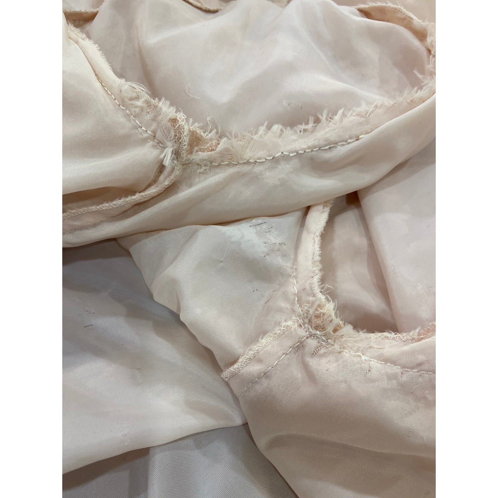 Vintage 60s Odette Barsa Beige & Pink Nylon & Lace Housecoat Robe Women’s Size M