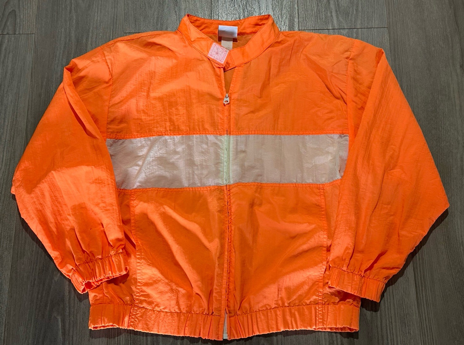 Vintage L.A. Gear Orange & White Track Jacket Windbreaker Size L