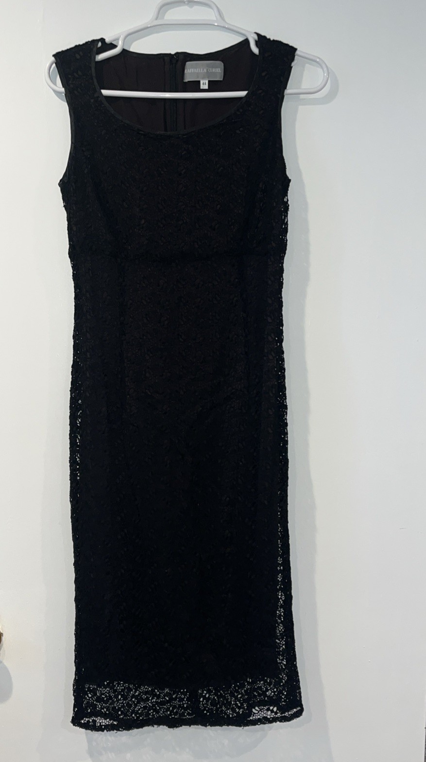 Vintage Italian Designer Raffaella Curiel Black Lace Dress Size 12/ EU 44