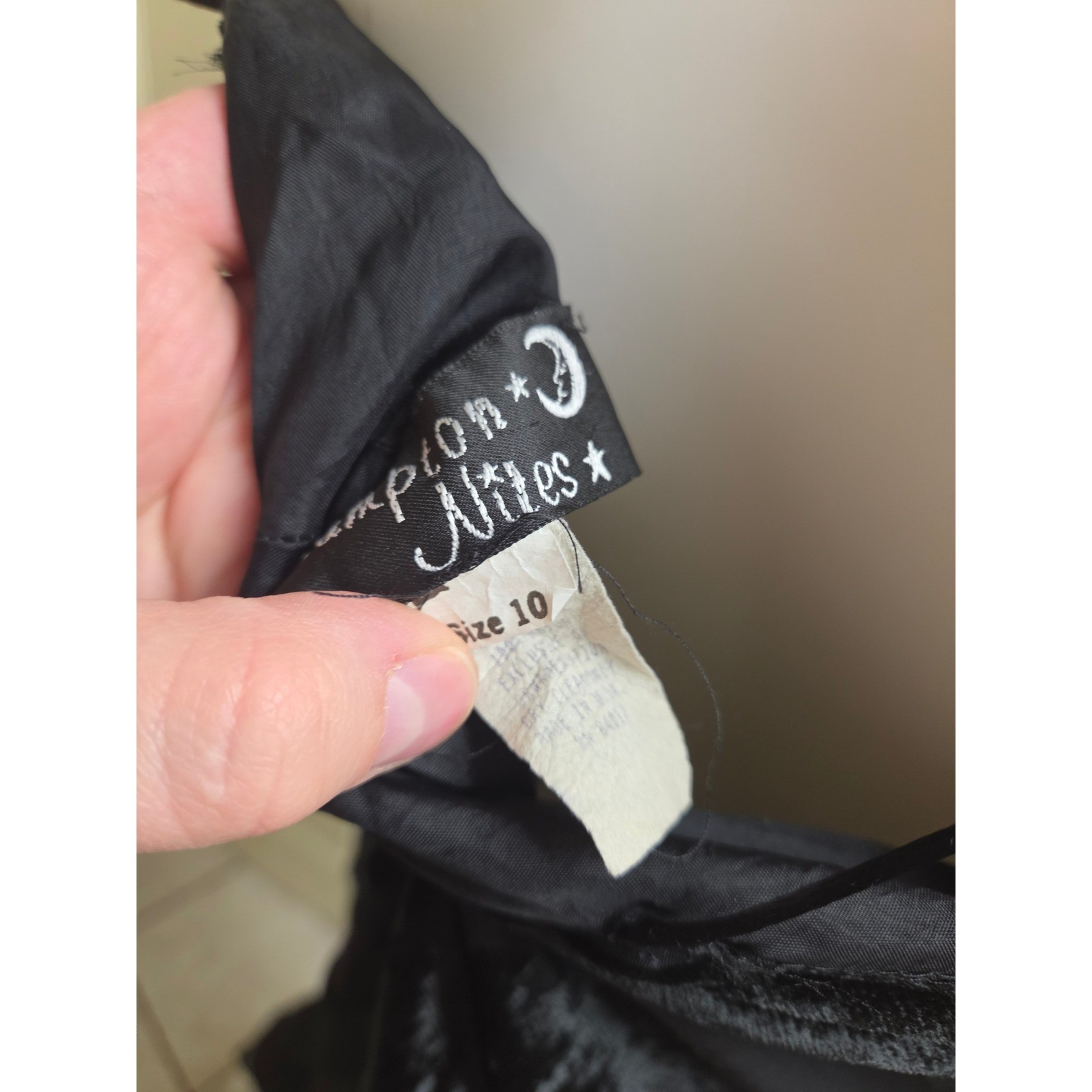 Hampton Nites Vintage Black Velvet Burnout Floral Maxi Dress Spaghetti Strap 10