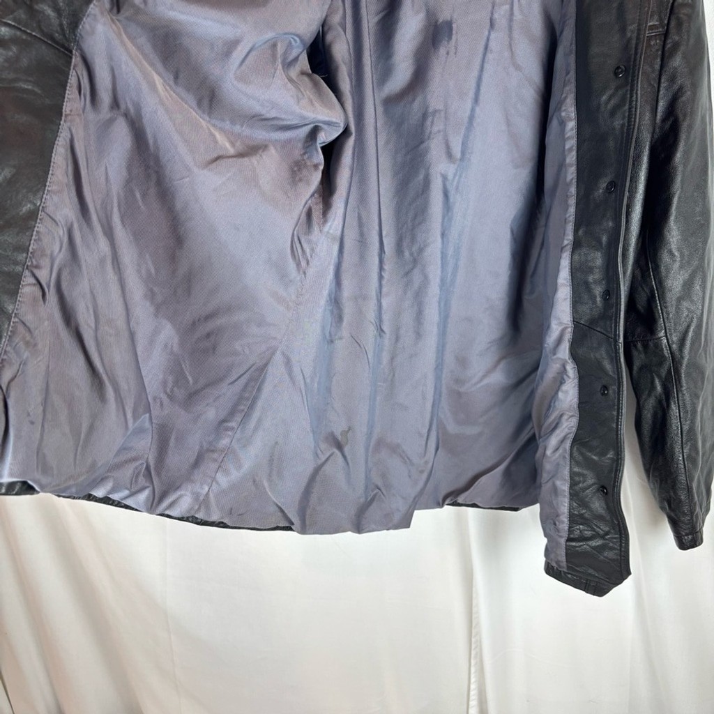 Vintage Maxima Black Leather Jacket Classic Style Hip 2 Pockets Length size L