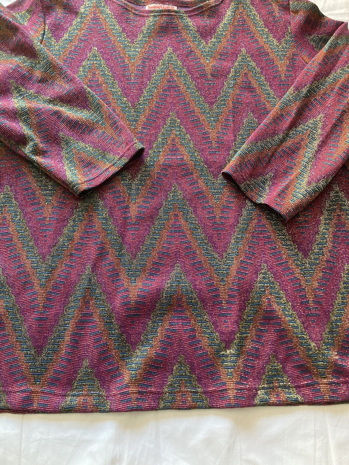 VTG 80s Women’s Young Stuff II Glitter Metallic Multi Color Blouse Top Size 3X