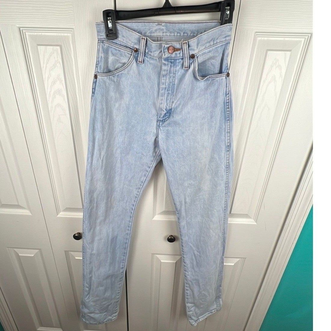 Wrangler 80s Straight Leg Jeans Vintage Western Boho Light Wash Cotton W28 x L36