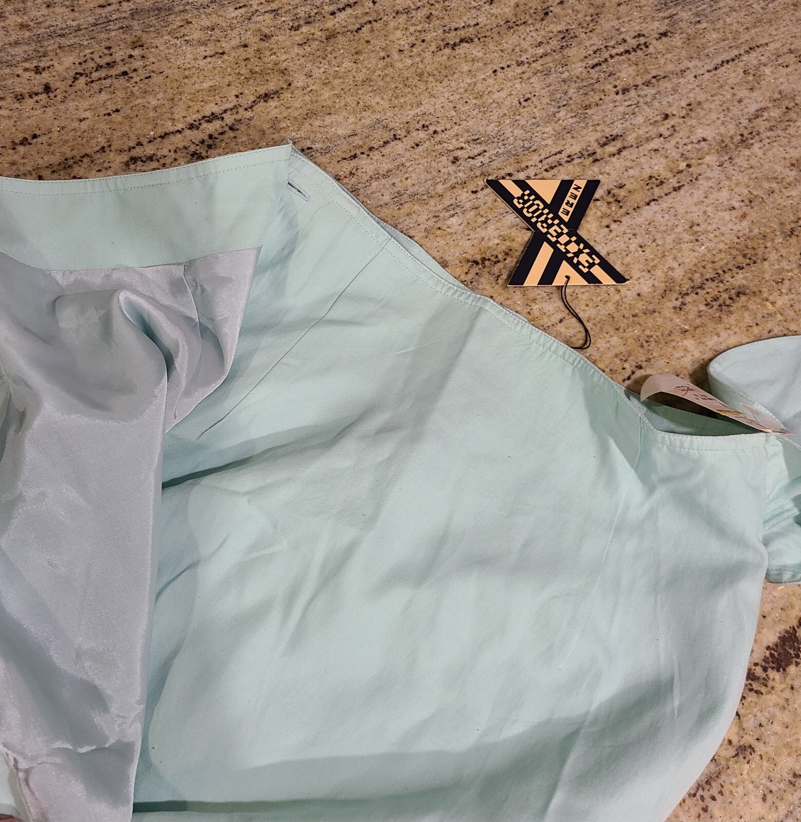 Vintage Exterior Erez Size S Blue Cotton Silk Lined Wrap Skirt Tie Side Waist