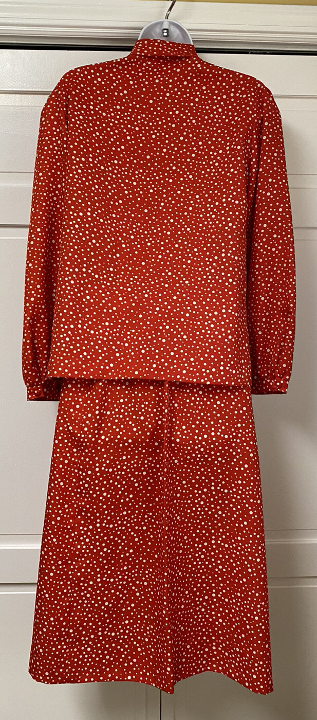 Vintage Young Traditions Red & White Tie Shirt & Wrap Secretary Greek Skirt 10