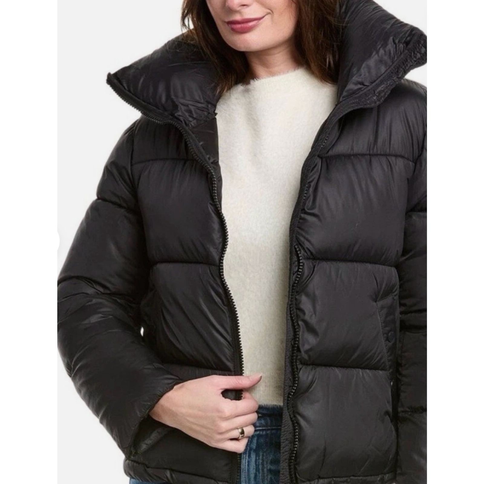 Hudson Women’s Short Puffer Jacket, Black, Size XL