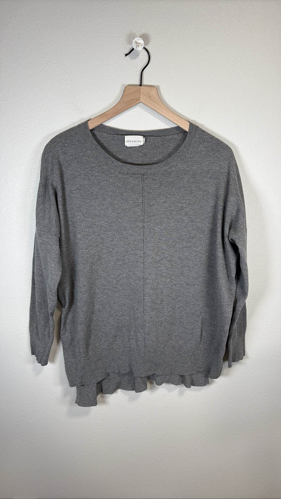 Dreamers by Debut Gray Knit Sweater Crew Neck Asymmetrical S