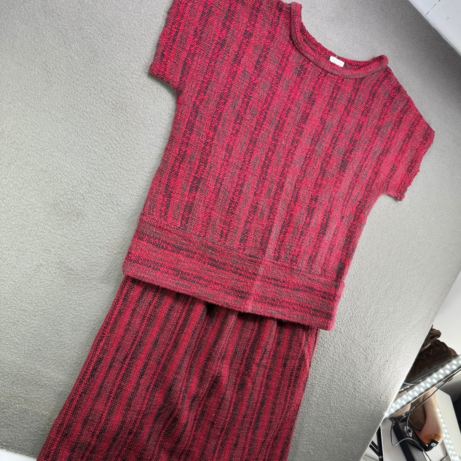 Vintage Marilyn Nelson Dress Set Women M Handwoven Artisan Knit Skirt Top Two