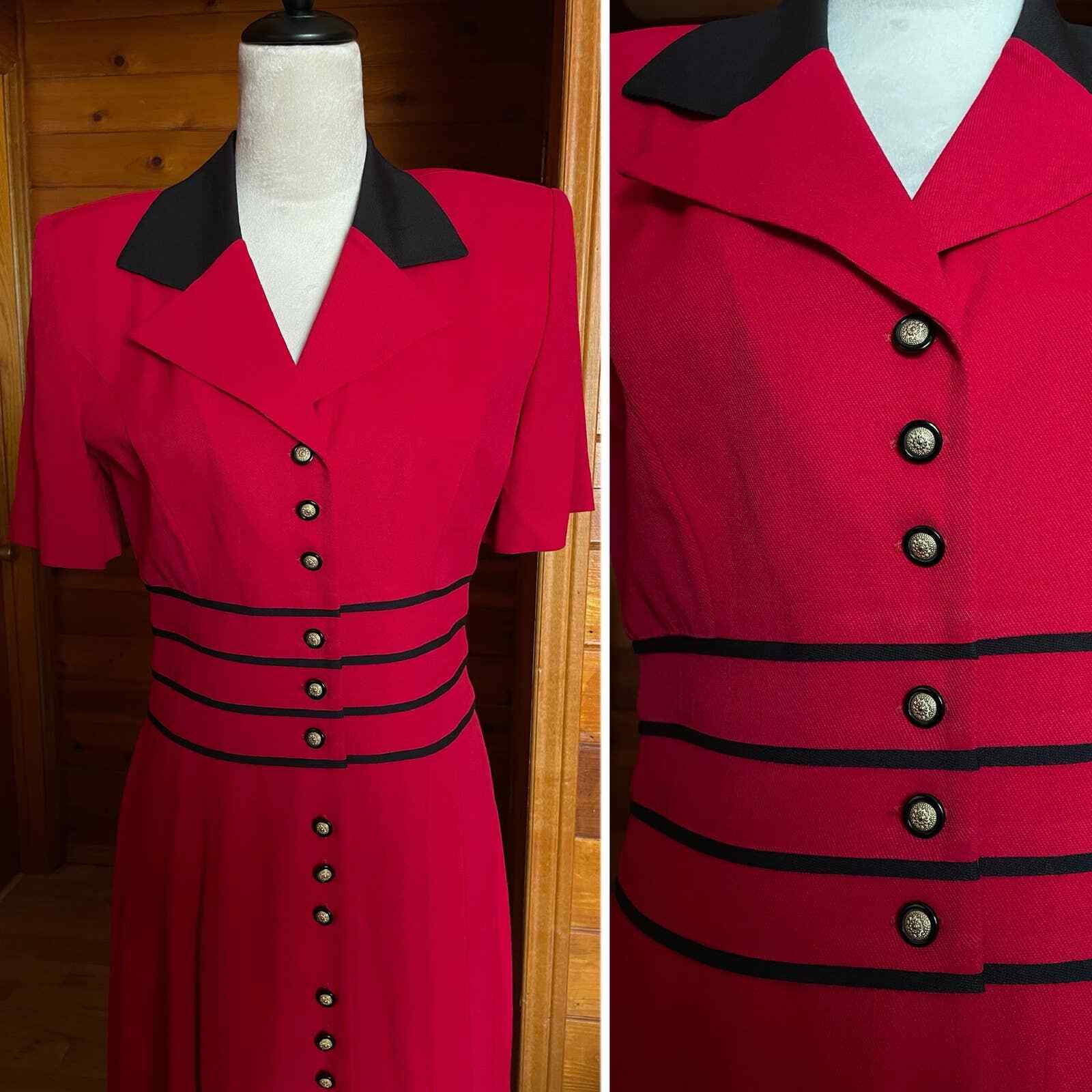 Vintage 1980s Julian Taylor Button Down Shirt Dress Sz 8