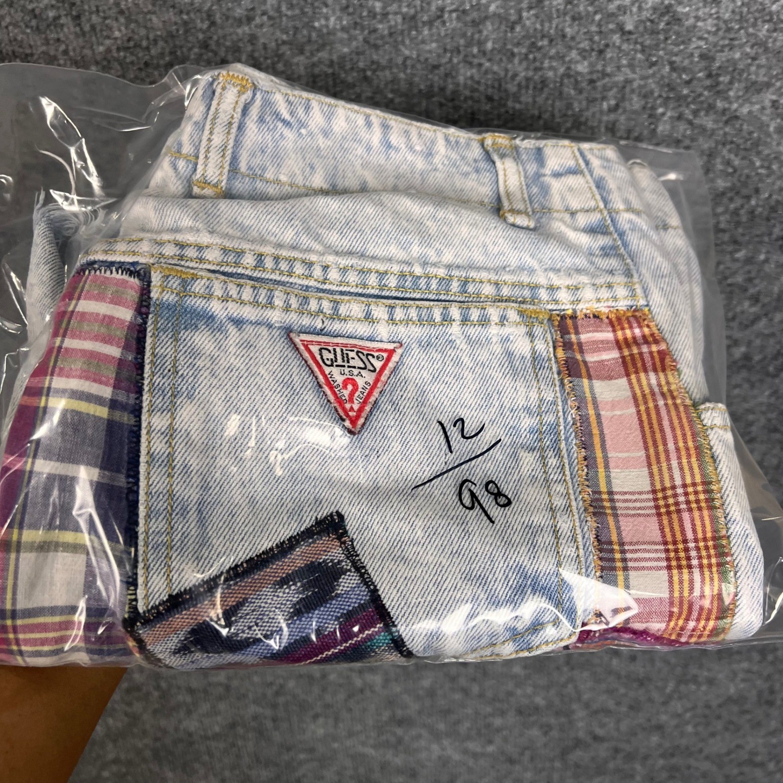VINTAGE RARE Georges Marciano Guess Denim Shorts 31 Patchwork Acid Wash Cutoff