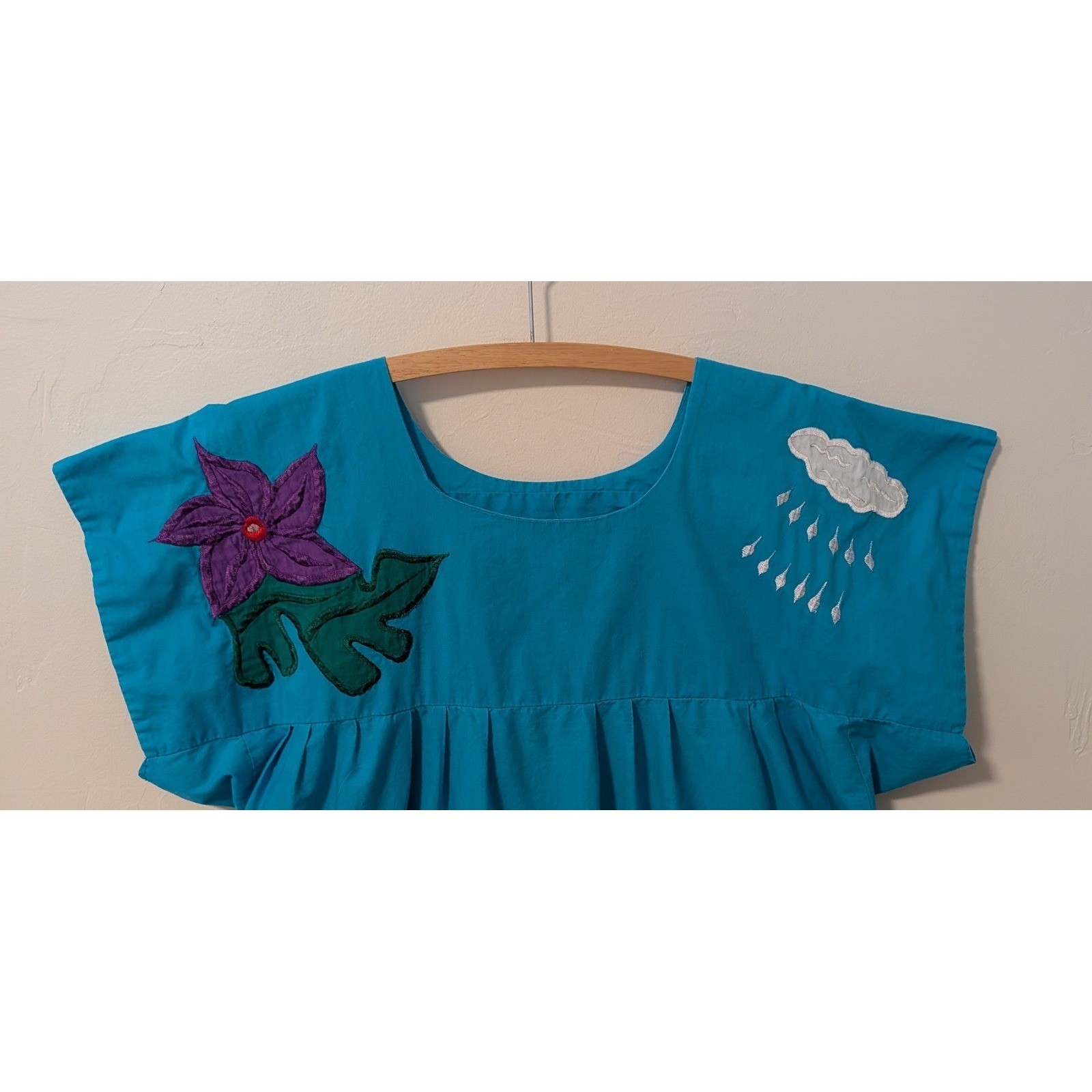 Vintage Panama Guna Mola Dress Hand Stitched Reverse Applique Bird Boho Folk Art