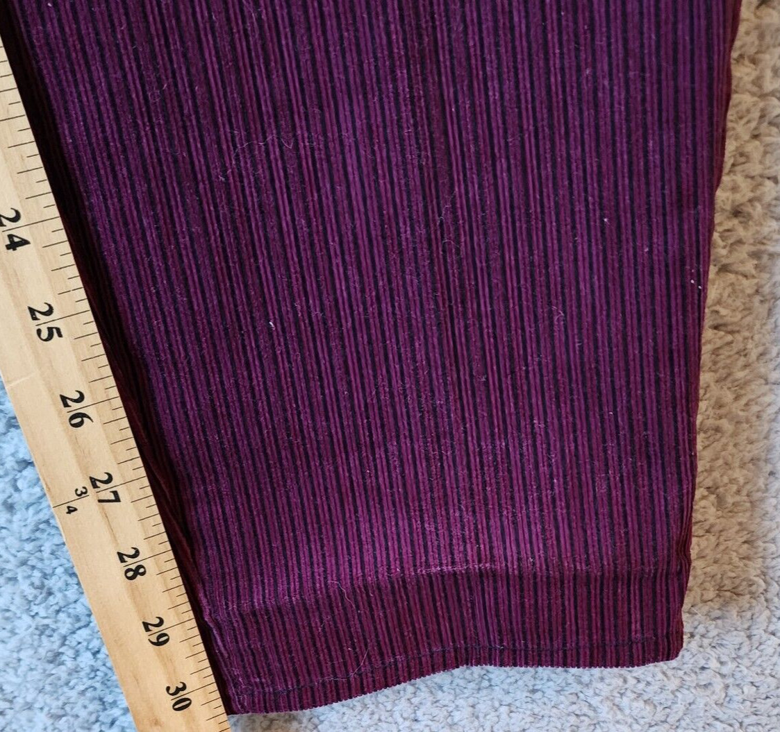 Vtg 70s Lee Women’s High Waisted Velvet Straight Jeans Pants Burgundy Striped 12