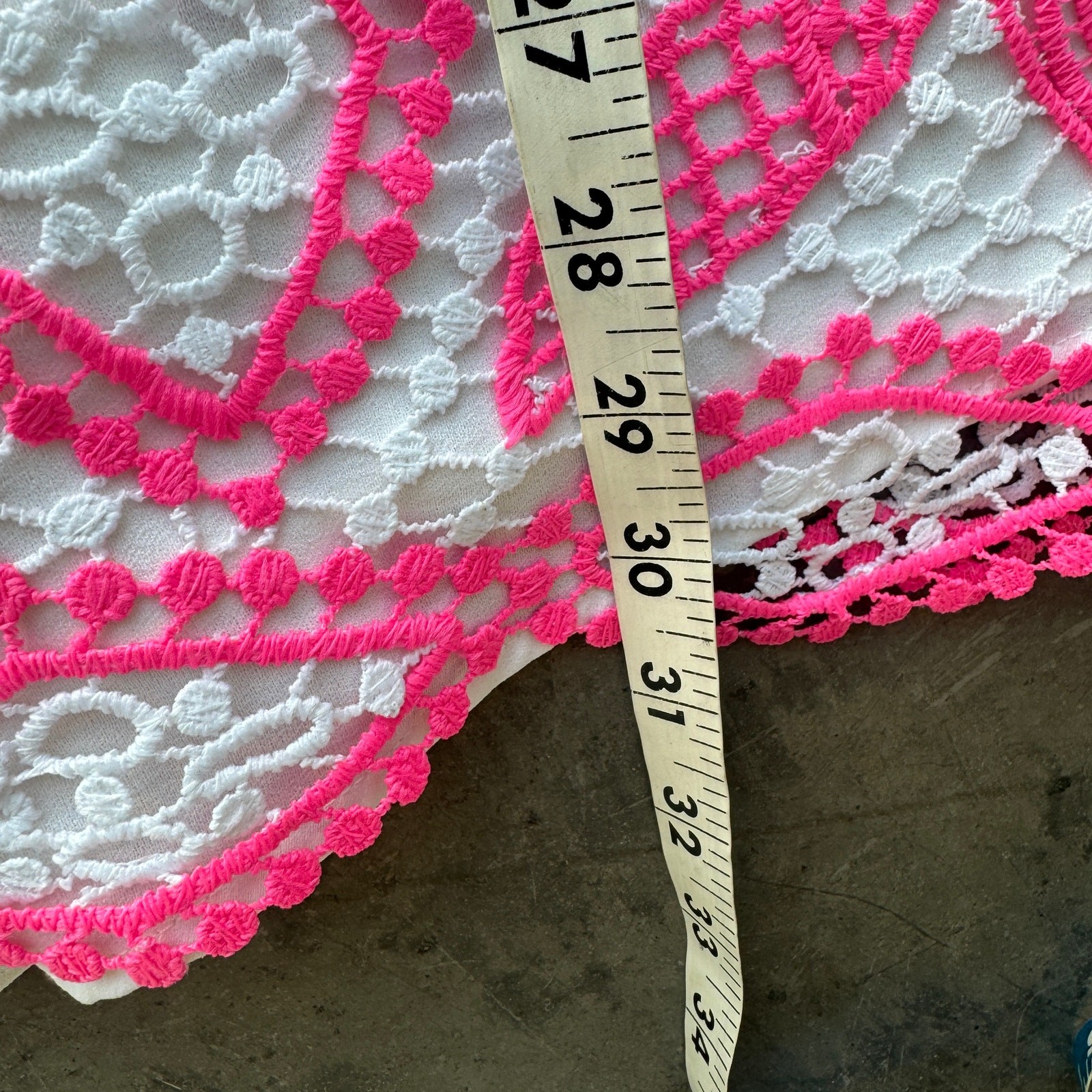 Lilly Pulitzer Lottie Romper Pink Tropics Juice Stand Crochet Flare White Size 0