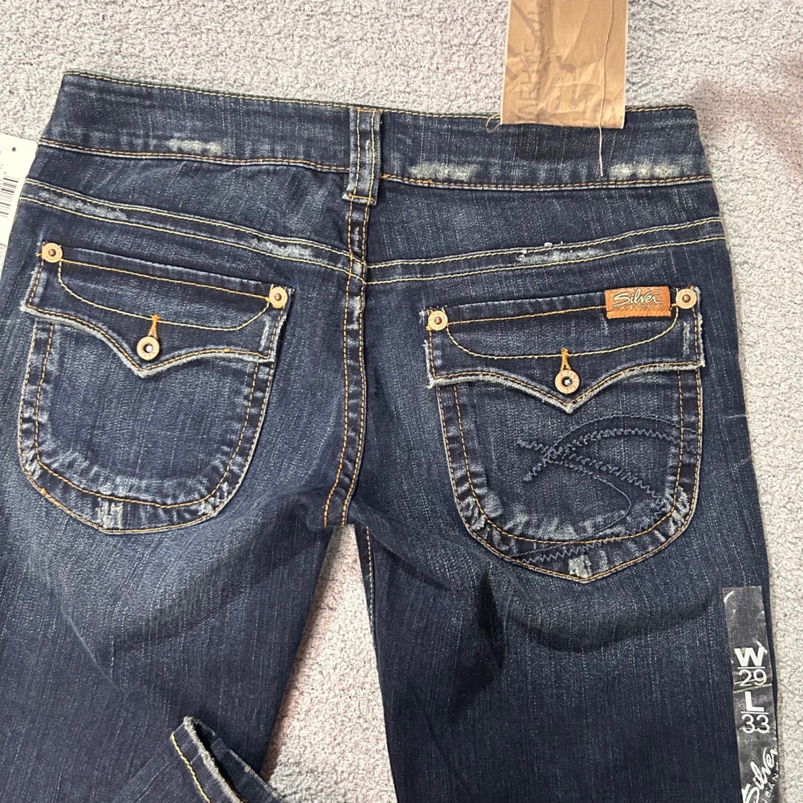 Silver Jeans Pioneer Ultra Low Rise 29×33 Indigo Deadstock Y2K VTG Boot McBling