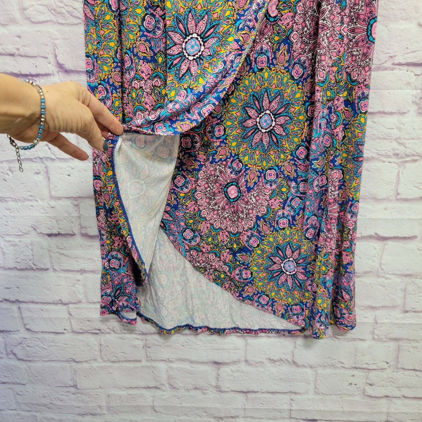 Artisan NY Mandala Paisley Floral Boho Maxi Skirt XL Stretch Tie Festival Indie