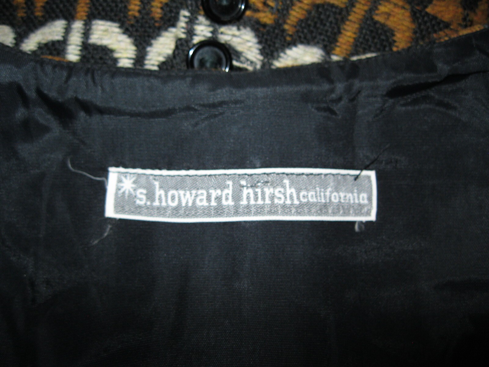 Vintage S Howard Hirsh California Woven Wool Tapestry Dress Leather Belt