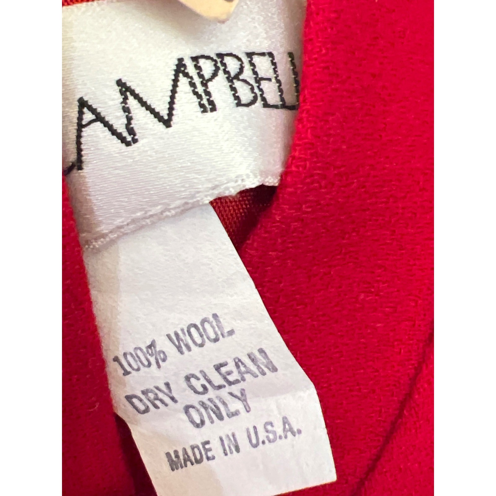 Sara Campbell Red Wool Dress Vintage Military Style Belted Asymmetrical Size 6