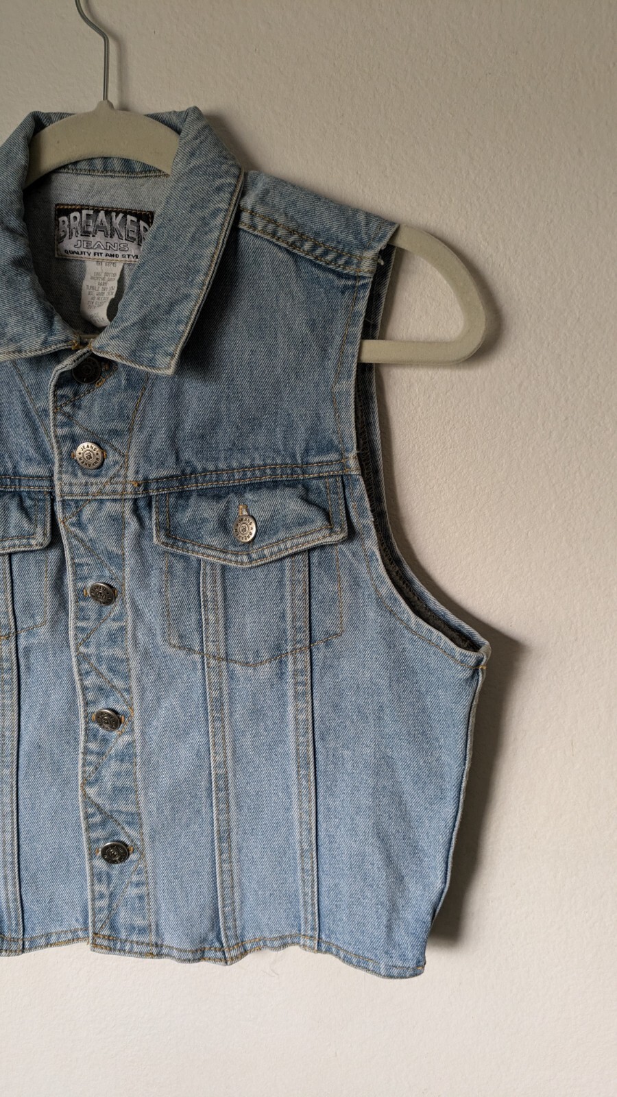 Vintage 90s Breaker Jeans Women’s Vest Size Large L Button Down Denim