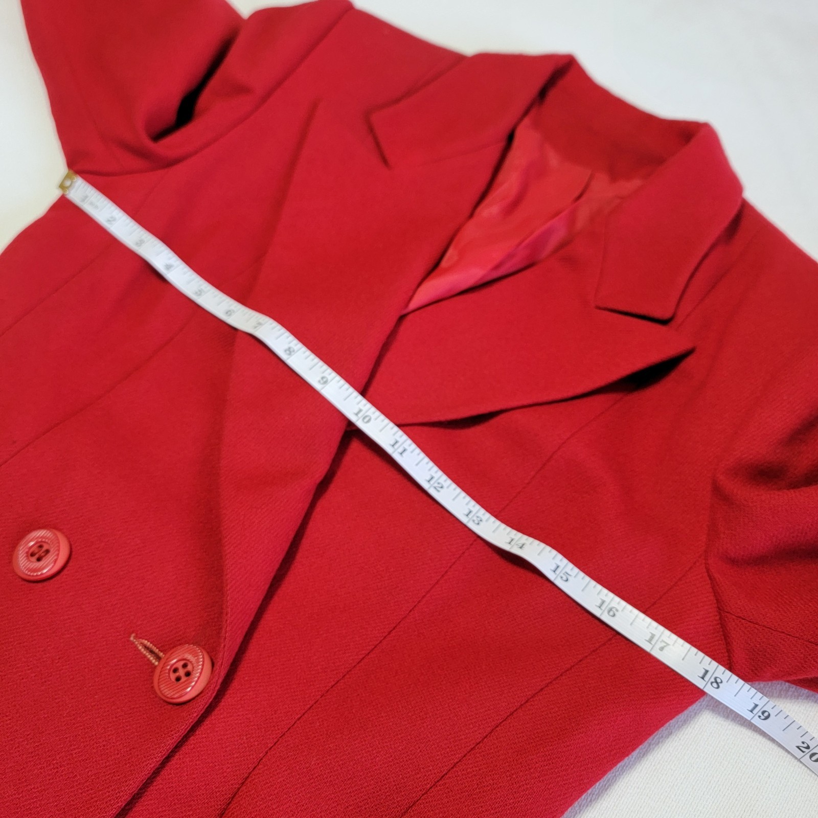 Vintage Red Double-Breasted Blazer Collared Flared Hem Women’s Size 8/S