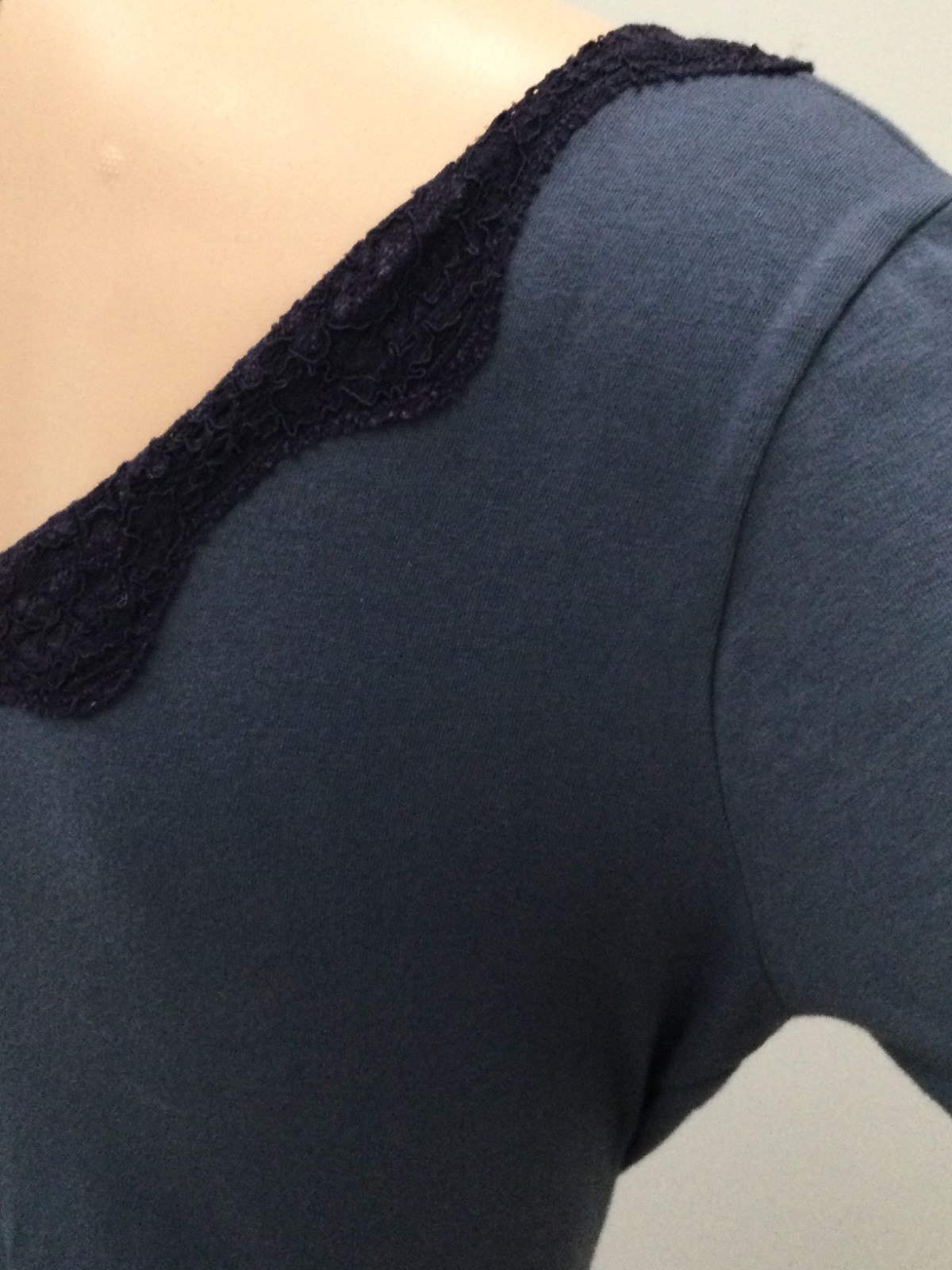 NWT Anthropologie Ann Ferriday Dusty Blue Lace Trim Romantic Top M Bella Swan