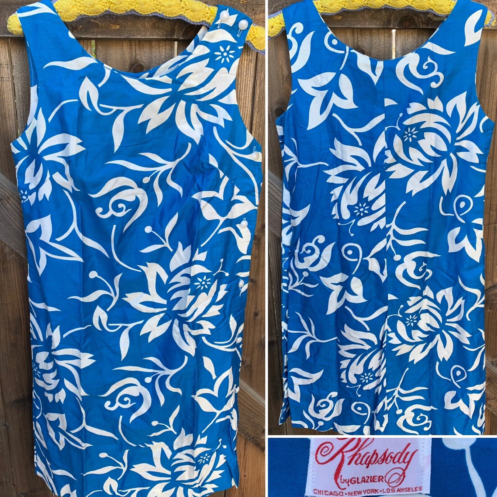 vintage Rhapsody by Glazier Chicago NY LA dress 60s style Hawaiian mod aloha