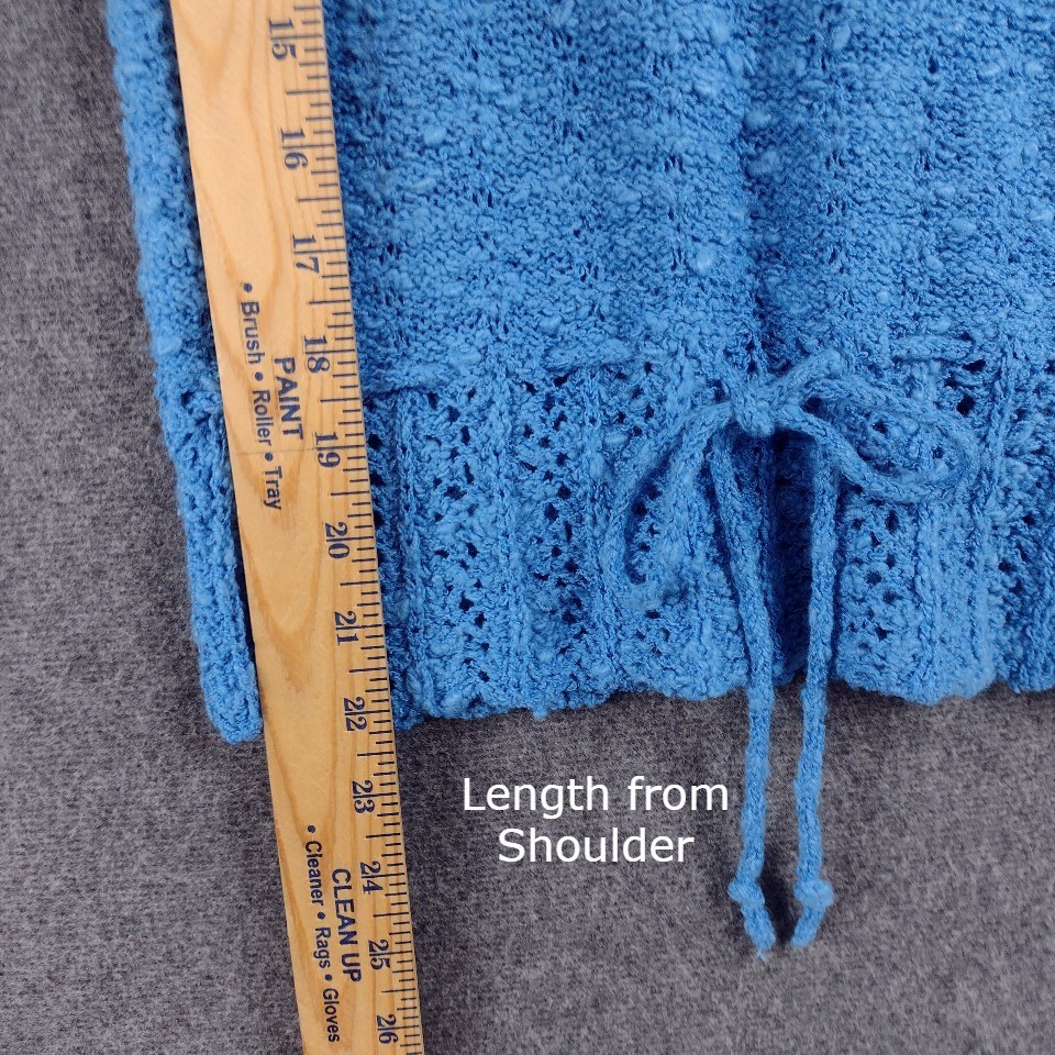 VTG Marisa Christina Knit Skirt Set Blue Long Sleeve Crochet S/M