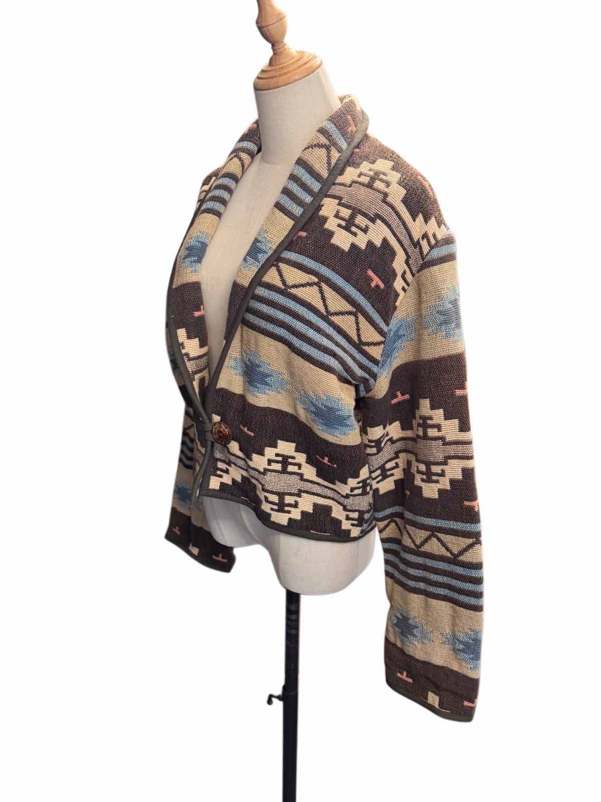 Gorgeous Vintage 90s Aztec Southwestern Cotton Tapestry Jacket Women’s Sz M